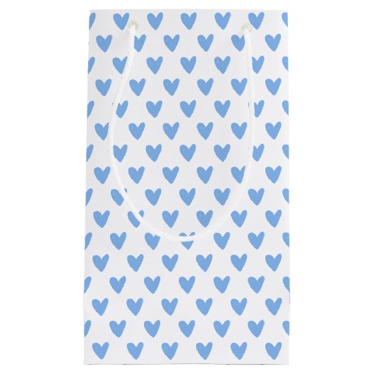 Cute Blue Hearts Patroon Klein Cadeauzakje (Voorkant)