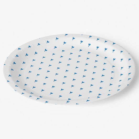 Cute Blue Hearts Pattern Party Paper Bord (Gekanteld)