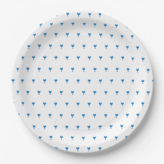 Cute Blue Hearts Pattern Party Paper Bord (Voorkant)
