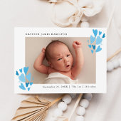 Cute Blue Hearts Photo Birth Aankondiging