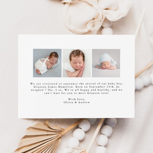 Cute Blue Hearts Photo Birth Aankondiging