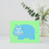 Cute Blue Hippo Briefkaart (Staand voorkant)
