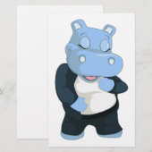 CUTE BLUE HIPPO BRIEFPAPIER (Voorkant / Achterkant)
