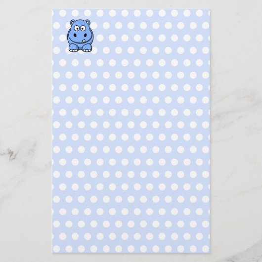 Cute Blue Hippo Briefpapier (Voorkant)