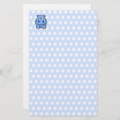 Cute Blue Hippo Briefpapier (Voorkant / Achterkant)