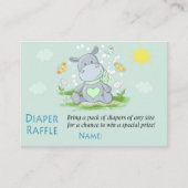Cute Blue Hippo Diaper Raffle Tickets (Voorkant)