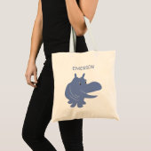 Cute Blue Hippo Hippopotamus Personalized Tote Bag (Voorkant (product))