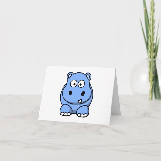 Cute Blue Hippo Kaart (Voorkant)