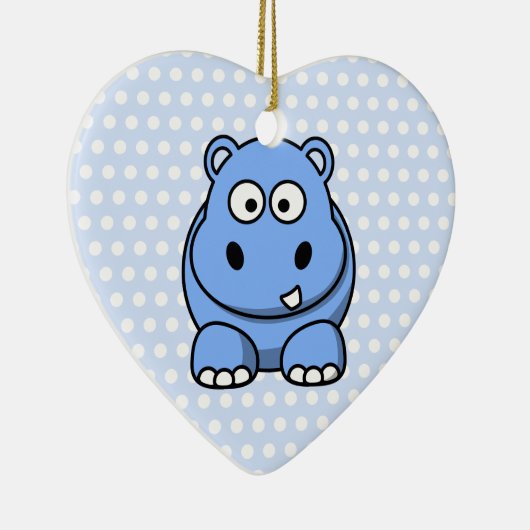 Cute Blue Hippo Keramisch Ornament (Rechts)