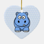 Cute Blue Hippo Keramisch Ornament (Achterkant)