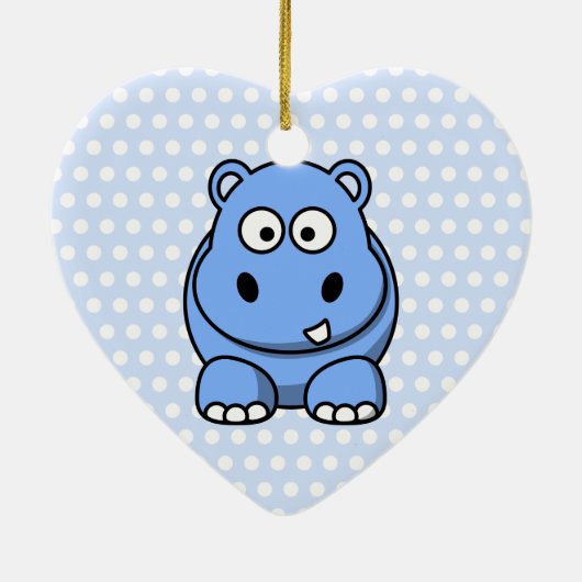 Cute Blue Hippo Keramisch Ornament (Achterkant)