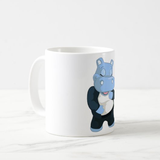 CUTE BLUE HIPPO KOFFIEMOK (Voorkant links)