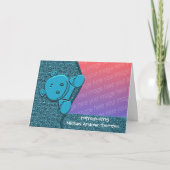 Cute Blue Hippo New Baby Foto Aankondiging (Voorkant)