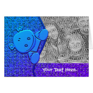 Cute Blue Hippo persoonlijke fotokaart