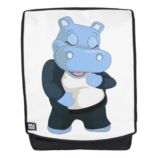 CUTE BLUE HIPPO RUGTASSEN (Voorkant)