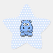 Cute Blue Hippo Ster Sticker (Voorkant)