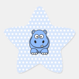 Cute Blue Hippo Ster Sticker