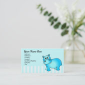 Cute Blue Hippo Visitekaartje (Staand voorkant)
