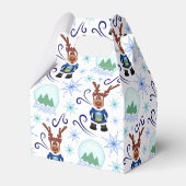Cute Blue Holiday Christmas Reindeer Bedankdoosjes (Achterkant)
