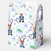 Cute Blue Holiday Christmas Reindeer Bedankdoosjes (Geopend)