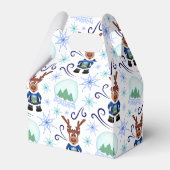 Cute Blue Holiday Christmas Reindeer Bedankdoosjes (Voorkant Zijde)