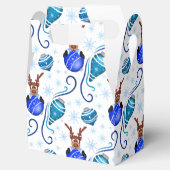 Cute Blue Holiday Christmas Reindeer Bedankdoosjes (Geopend)