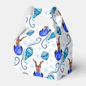 Cute Blue Holiday Christmas Reindeer Bedankdoosjes (Voorkant Zijde)