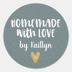 Cute Blue Homemade met Love Ronde Sticker