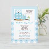 Cute Blue Hoot Ownership 5x7 Baby shower Dot Invit Kaart (Staand voorkant)