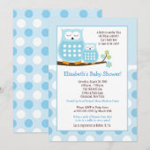 Cute Blue Hoot Ownership 5x7 Baby shower Dot Invit Kaart (Voorkant / Achterkant)