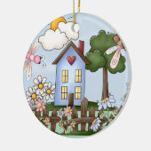 Cute Blue House in Sunshine Keramisch Ornament (Links)