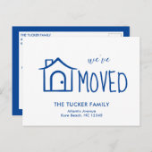 Cute Blue House We hebben de aankondiging verplaat Briefkaart (Voorkant / Achterkant)