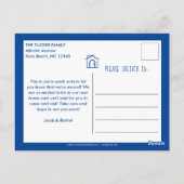Cute Blue House We hebben de aankondiging verplaat Briefkaart (Achterkant)