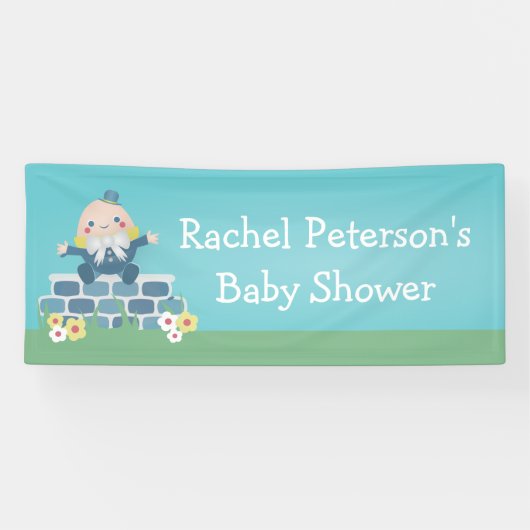 Cute Blue Humpty Dumpty Baby shower Party Spandoek (Horizontaal)