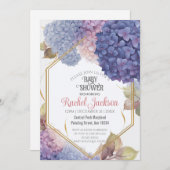Cute Blue Hydrangea Blooms Baby shower Gold Lijst Kaart (Voorkant / Achterkant)