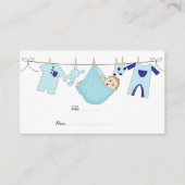 Cute Blue illustratie Baby shower flat-place kaart Plaatskaartje (Voorkant)