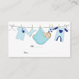 Cute Blue illustratie Baby shower flat-place kaart Plaatskaartje