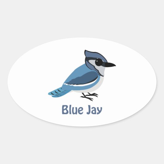 Cute Blue Jay Ovale Sticker (Voorkant)
