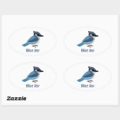 Cute Blue Jay Ovale Sticker (Vel)