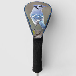 Cute Blue Jay Songbird on Treestump Golfheadcover
