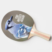 Cute Blue Jay Songbird on Treestump Tafeltennisbatje (Zijkant)