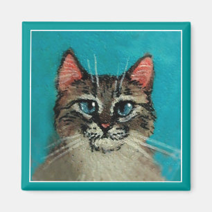 Cute blue-jeyed cat magnet