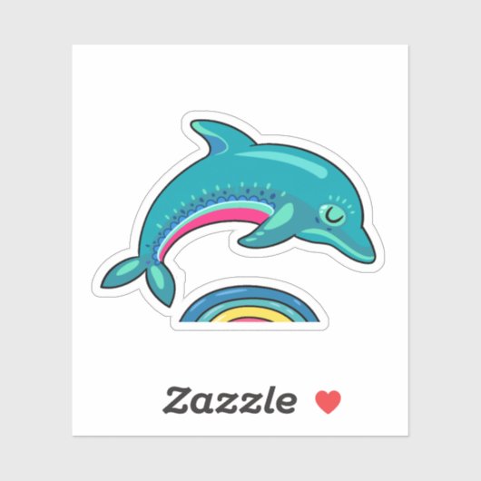 Cute Blue Jumping Dolphin Illustratie Sticker (Vel)