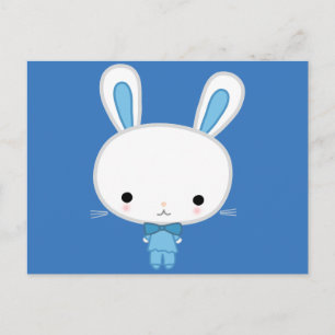 Cute Blue Kawaii Bunny Briefkaart