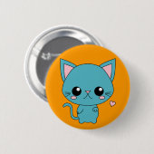 Cute Blue Kawaii Cat Ronde Button 5,7 Cm (Voorkant /achterkant)