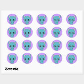 Cute Blue Kawaii Cat Ronde Sticker (Vel)