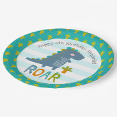 Cute Blue Kawaii Dinosaur Roar Boy Birthday Name Papieren Bordje (Gekanteld)