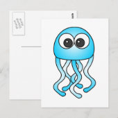Cute Blue Kawaii Jellyfish Briefkaart (Voorkant / Achterkant)