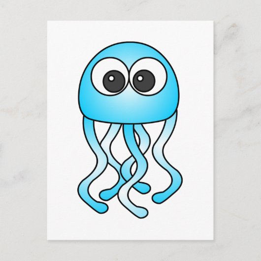Cute Blue Kawaii Jellyfish Briefkaart (Voorkant)