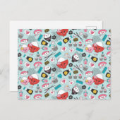 Cute Blue Kawaii Sushi Briefkaart (Voorkant / Achterkant)